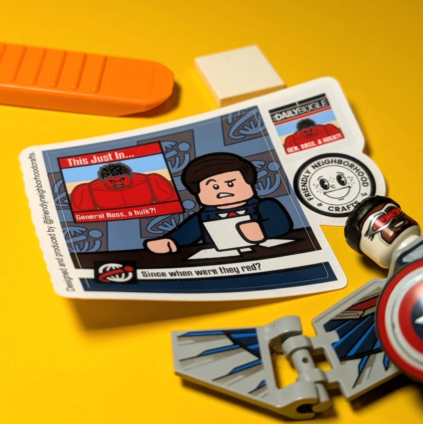"RED BIGFIG" Custom Design Brick Stickers Captain Patriot