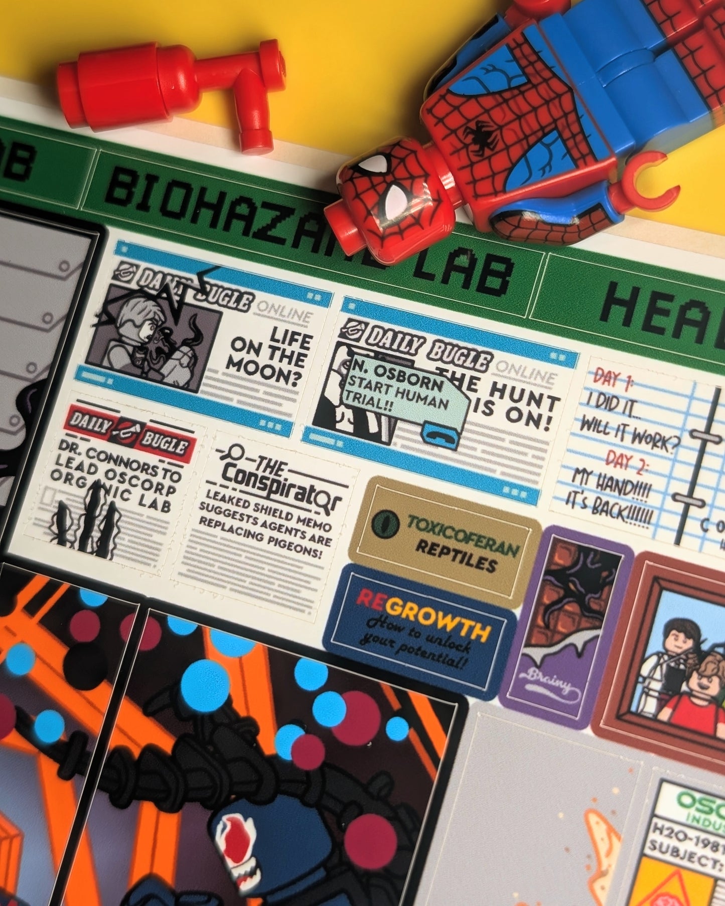 "OSCORP TOWER LAB EXPERIMENTS BUNDLE" 2 Sticker Sheets