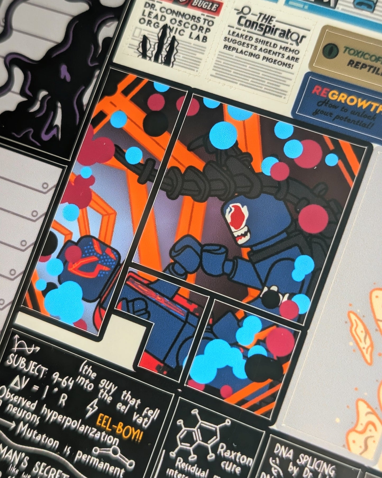 "OSCORP TOWER LAB EXPERIMENTS BUNDLE" 2 Sticker Sheets