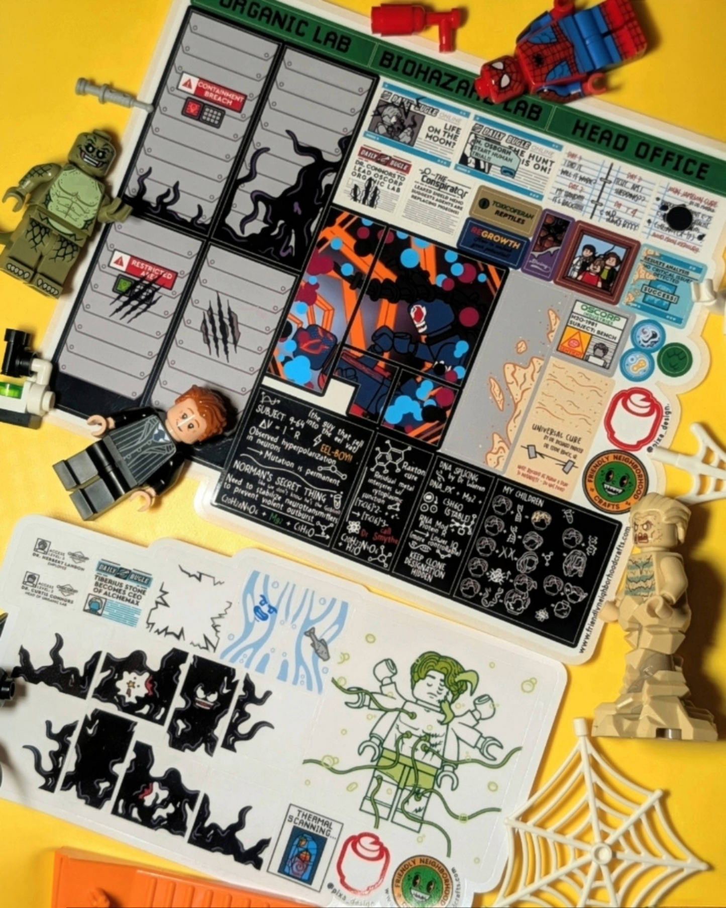 "OSCORP TOWER LAB EXPERIMENTS BUNDLE" 2 Sticker Sheets