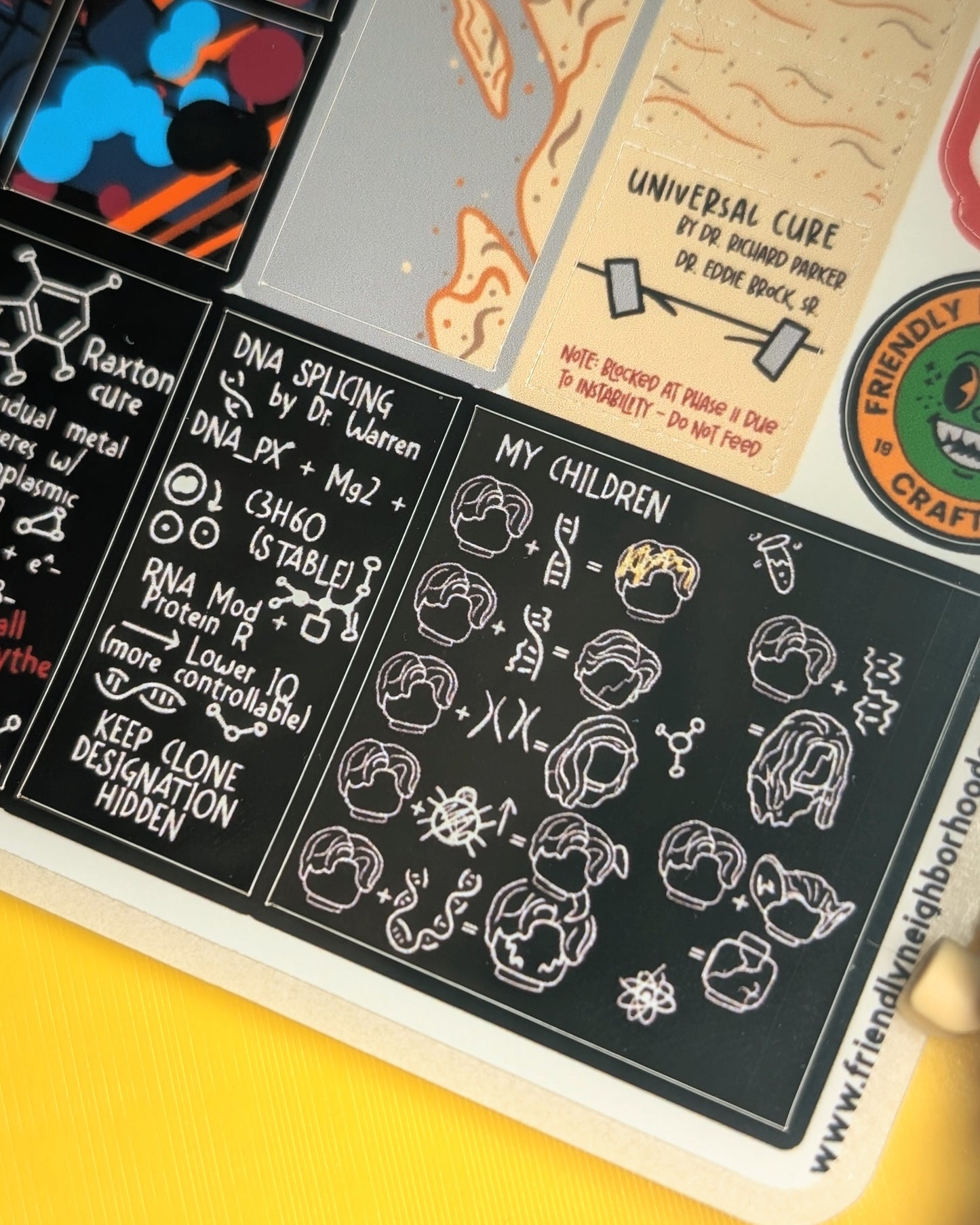 "OSCORP TOWER LAB EXPERIMENTS BUNDLE" 2 Sticker Sheets