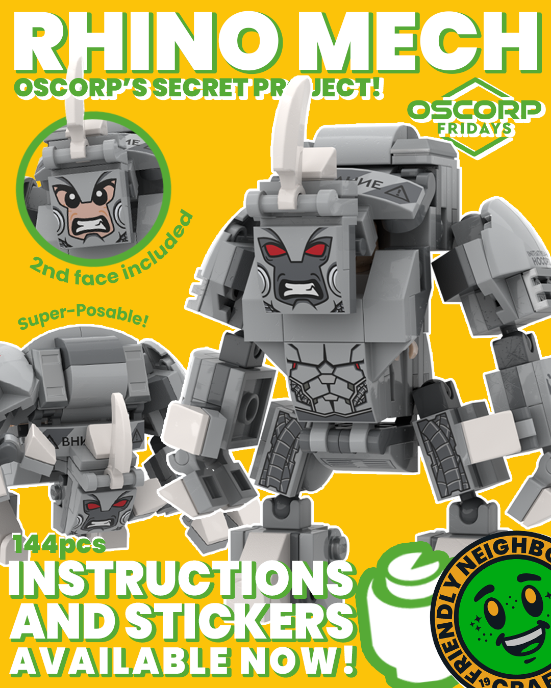 "RHINO MECH" Stickers (+INSTRUCTIONS)