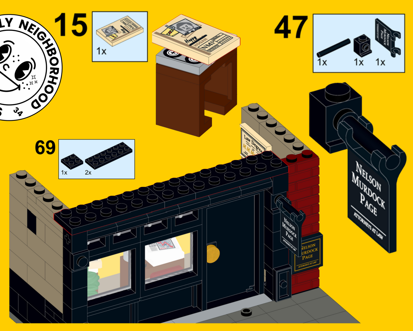 LEGO MOC Daredevil Born Again NELSON MURDOCK AND PAGE INSTRUCTIONS + parts list DIGITAL DOWNLOAD